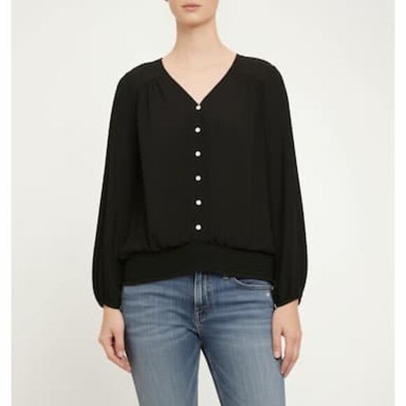 Apt 9 Women's Black Blouse Size XXL Long Sleeves V Neck Pullover New - Picture 1 of 11